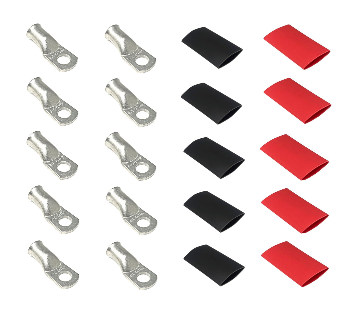 1/0 Gauge Cable Lugs with Heat Shrink Tubing Kit