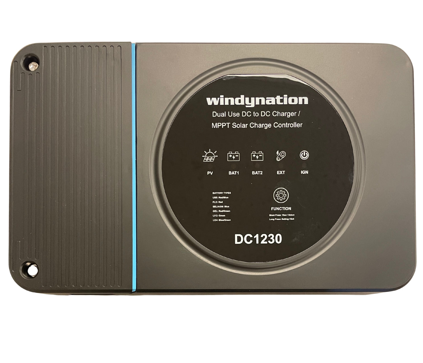 WindyNation 30 Amp Dual Use DC to DC Battery Alternator Charger with MPPT Solar Charge Controller for Lithium, AGM, and Flooded Batteries