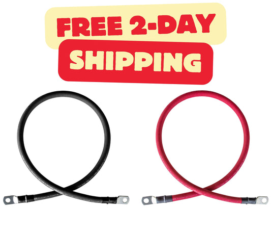 4 Gauge (AWG) Black and Red Pure Copper Battery Cable Wire with Lug Connector Ring Terminals