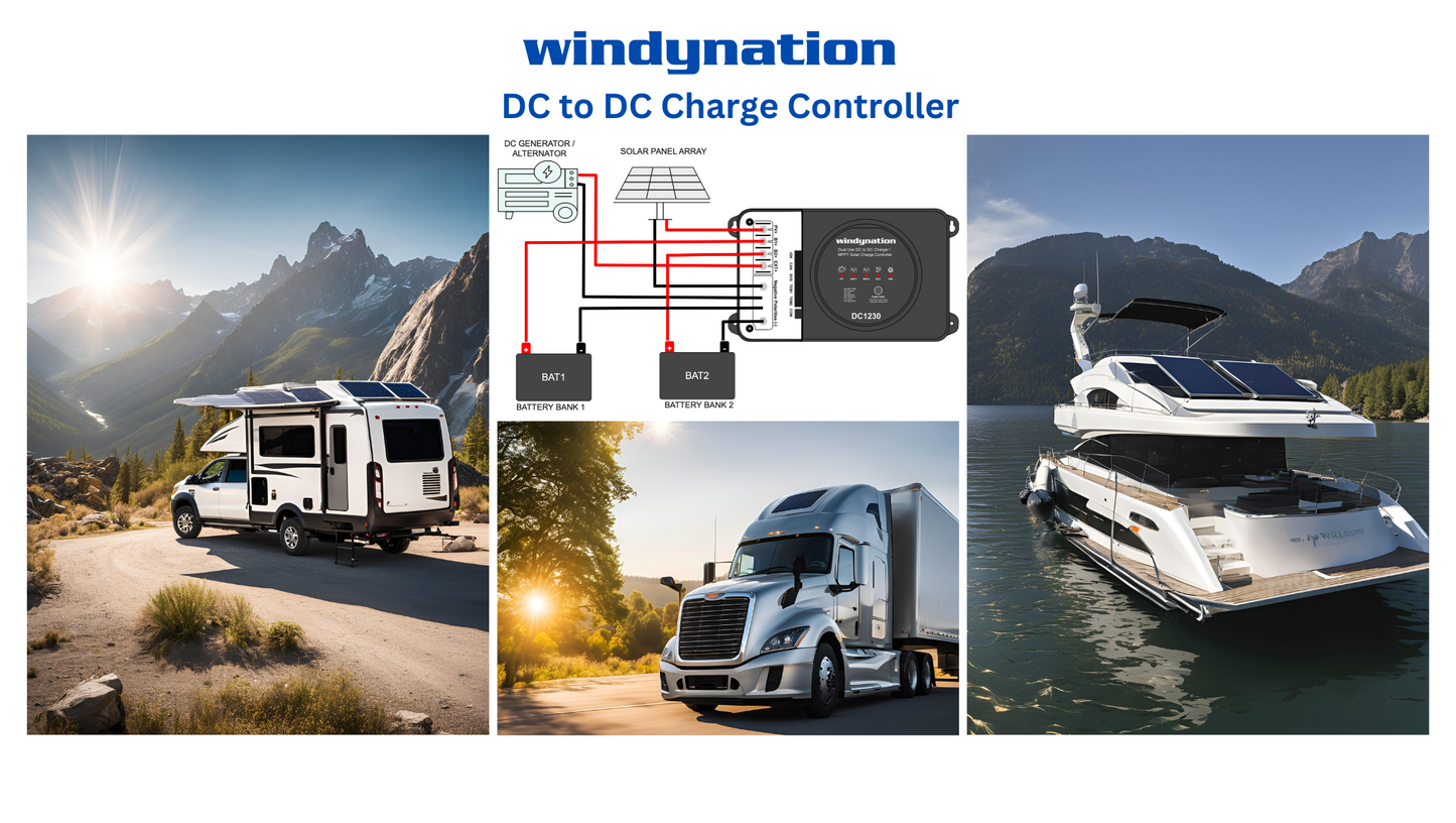 WindyNation 30 Amp Dual Use DC to DC Battery Alternator Charger with MPPT Solar Charge Controller for Lithium, AGM, and Flooded Batteries