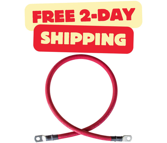 4 Gauge (AWG) Single Red Pure Copper Battery Cable Wire with Lug Connector Ring Terminals