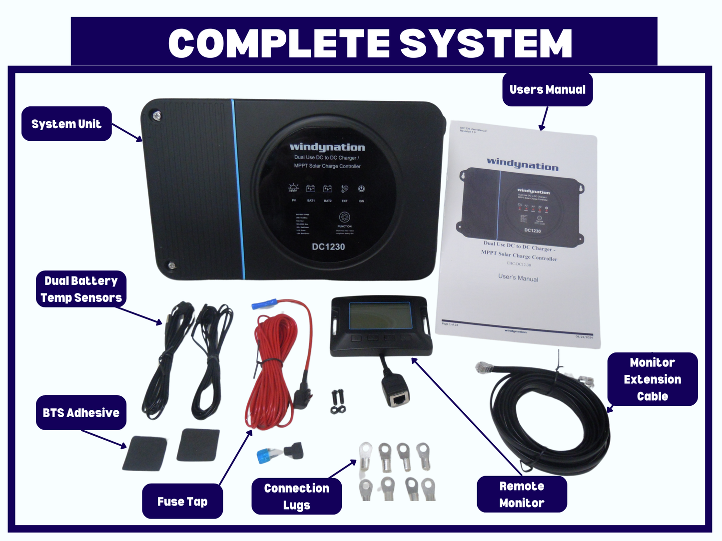 WindyNation 30 Amp Dual Use DC to DC Battery Alternator Charger with MPPT Solar Charge Controller for Lithium, AGM, and Flooded Batteries