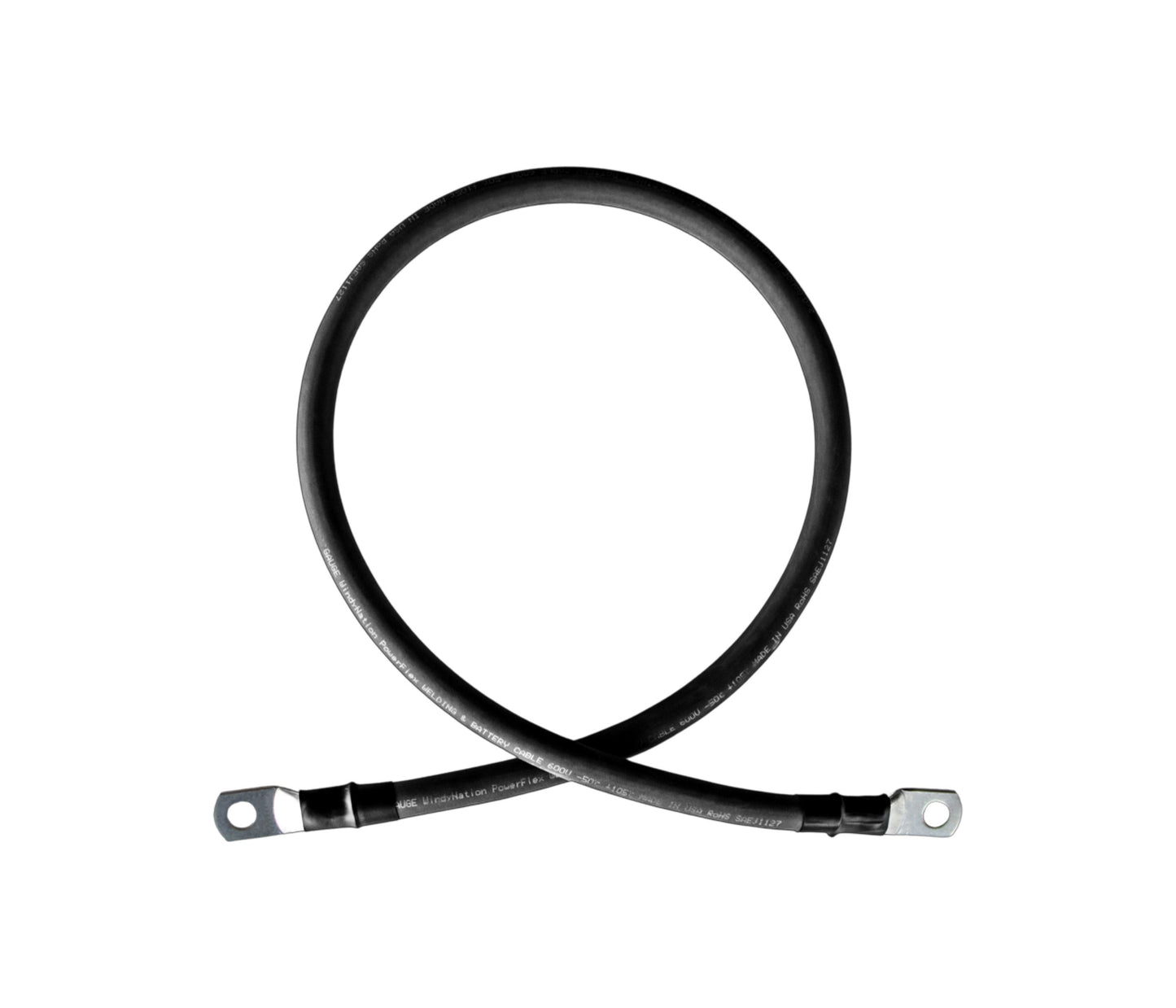 4 Gauge (AWG) Single Black Pure Copper Battery Cable Wire with Lug Connector Ring Terminals