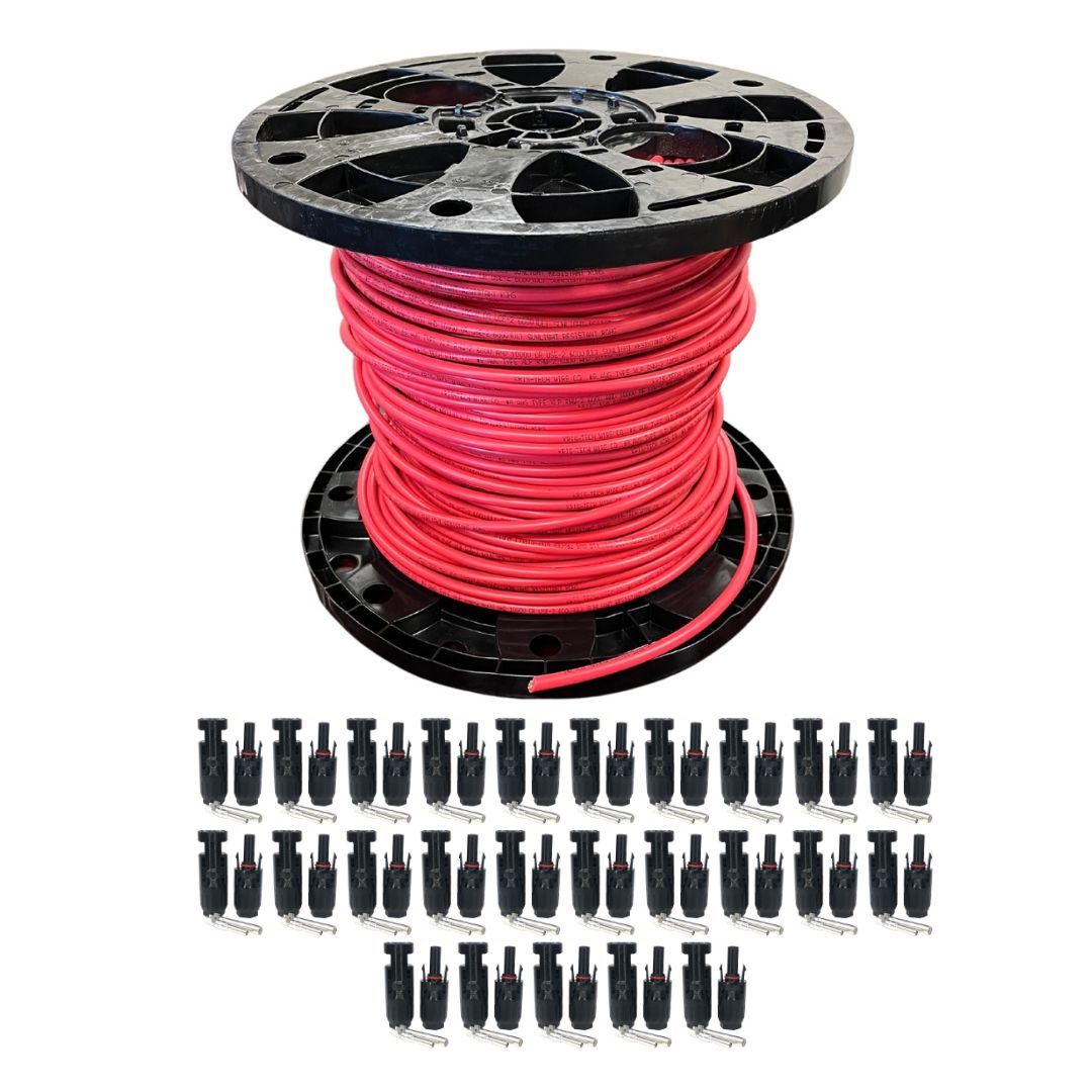 500 Foot Spool 10 Gauge 10 AWG Solar Panel Extension Cable Wire Black or Red Pure Copper