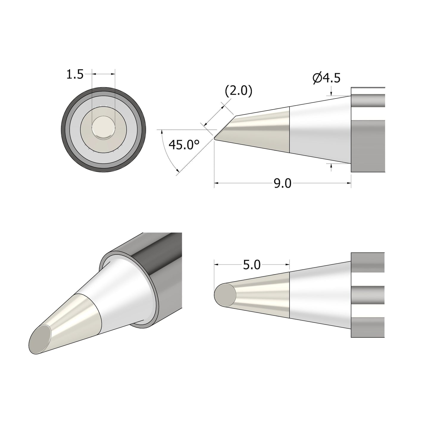 FixHub Soldering Iron Bevel 1.5 Tip