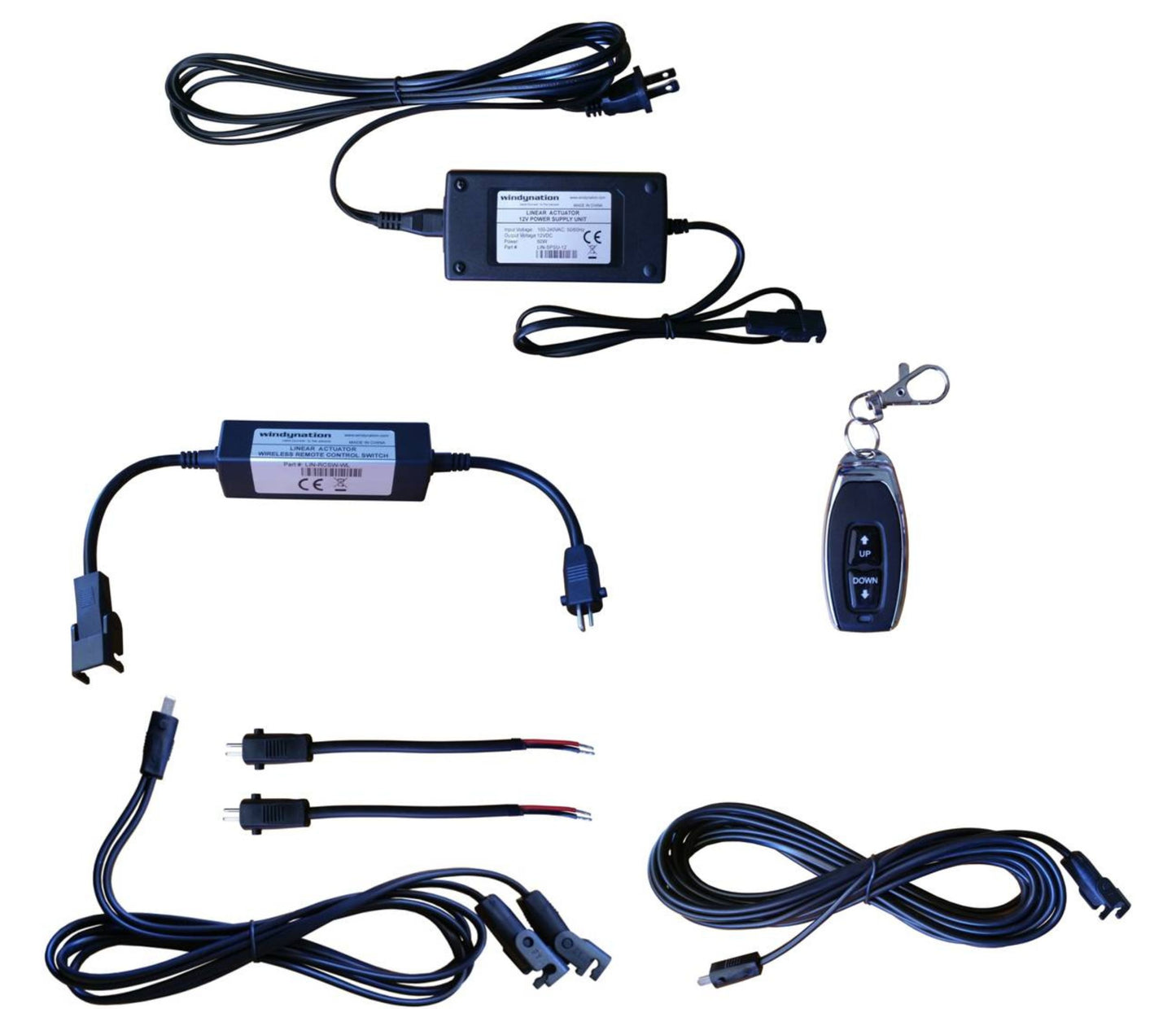 Linear Actuator or DC Motor Power Supply + DPDT Wireless Remote Control Up Down Switch + Wiring