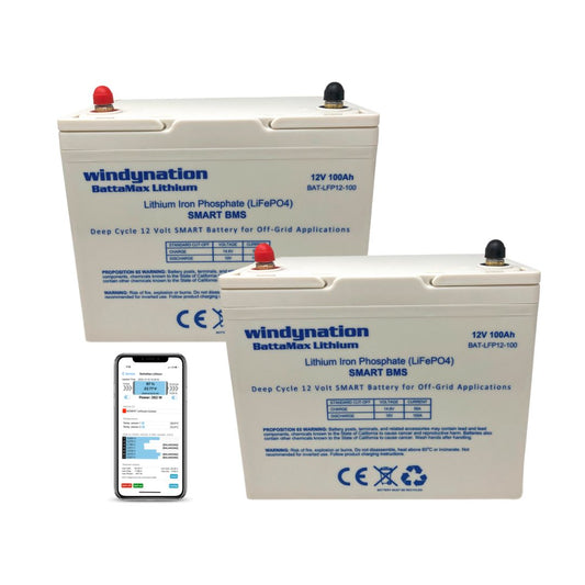 Lithium LIFePO4 100ah 12 Volt BattaMax 4000 Cycle Battery for Off-Grid Applications with Battery Management System (BMS) - RV, Cabin, Marine, Backup Storage Power