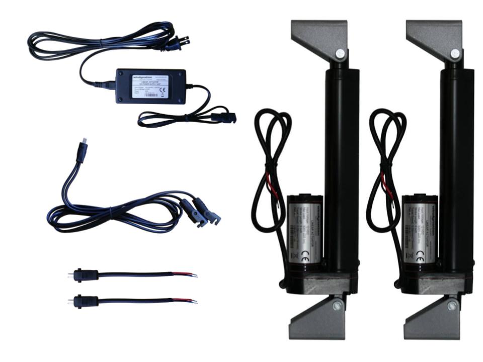 Linear Actuators 12-Volt 225lbs with Mounting Brackets + AC to 12 VDC Power Supply + Wireless Remote Control DPDT Switch