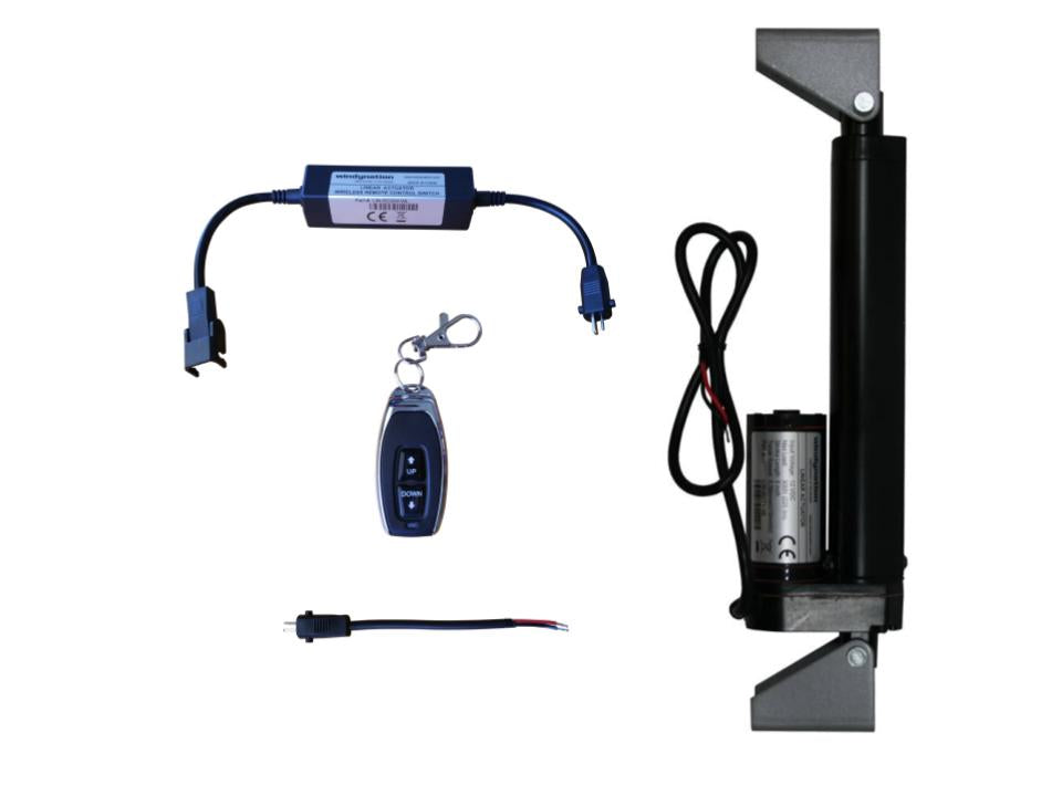 Linear Actuators 12-Volt 225lbs with Mounting Brackets + AC to 12 VDC Power Supply + Wireless Remote Control DPDT Switch