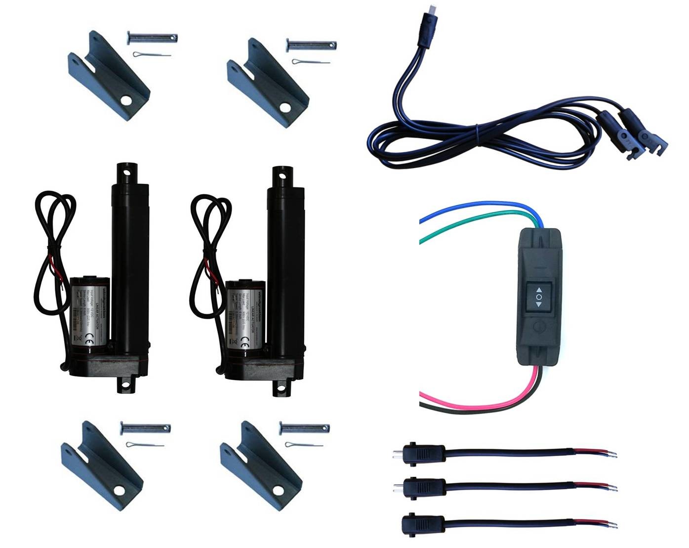 Linear Actuator 12-Volt 225lbs with Mounting Brackets + Up Down DPDT Switch