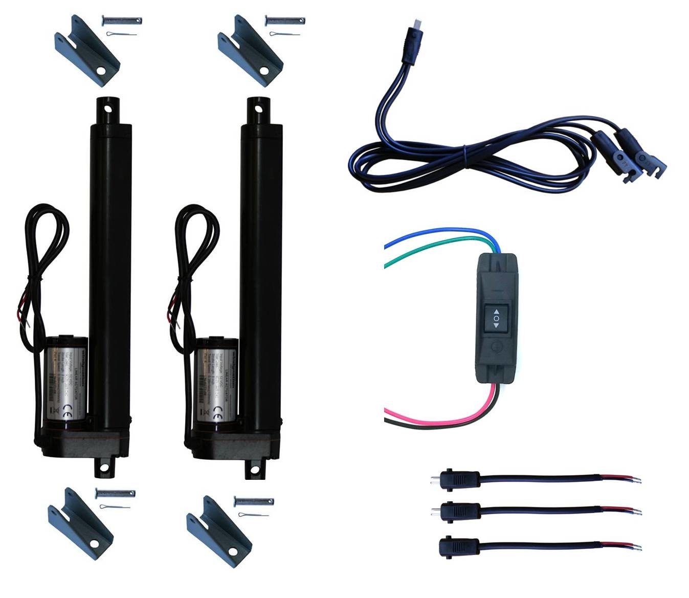 Linear Actuator 12-Volt 225lbs with Mounting Brackets + Up Down DPDT Switch