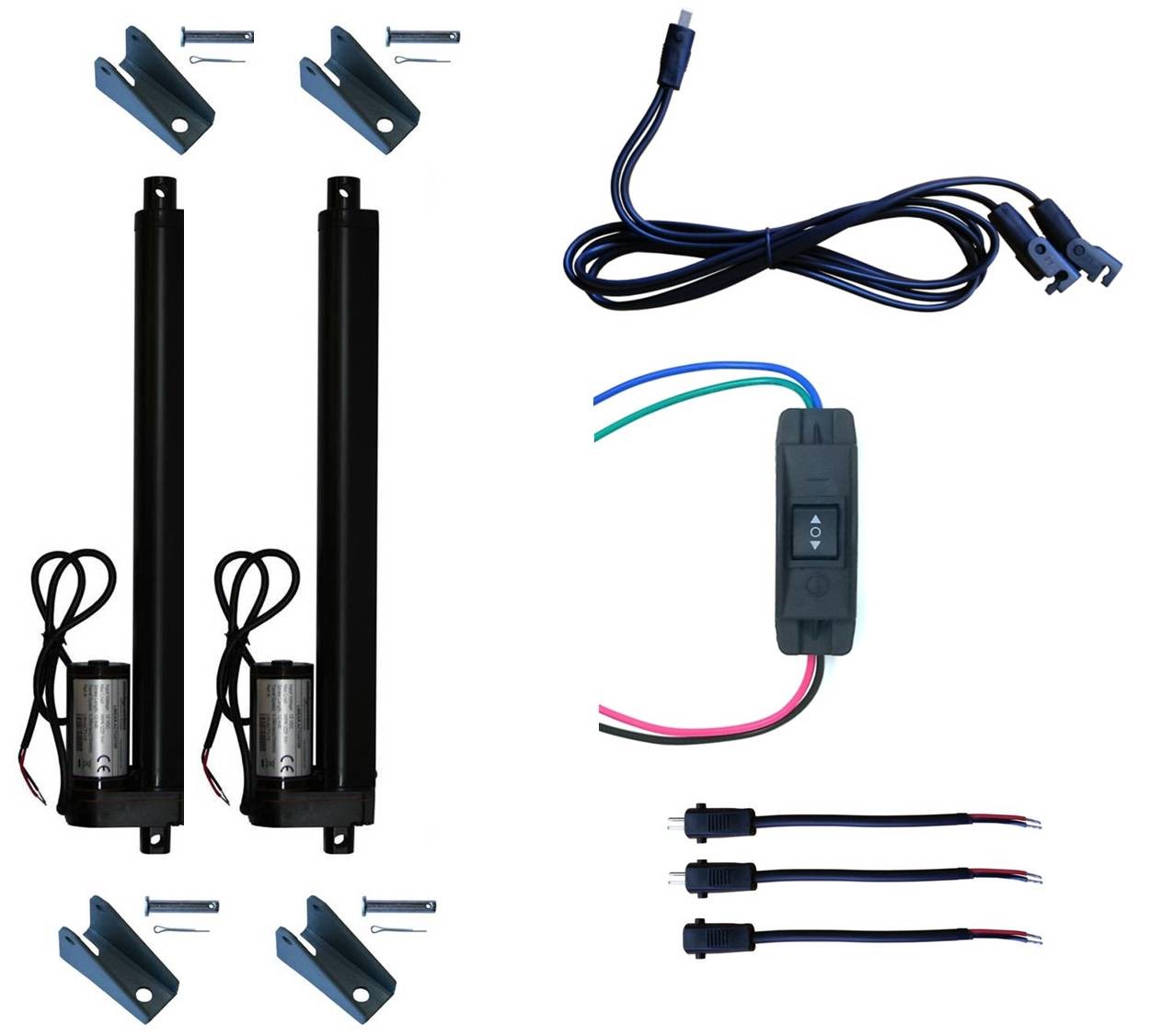 Linear Actuator 12-Volt 225lbs with Mounting Brackets + Up Down DPDT Switch