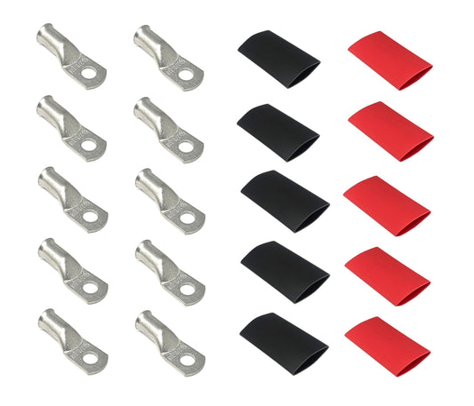 2/0 Gauge Cable Lugs with Heat Shrink Tubing
