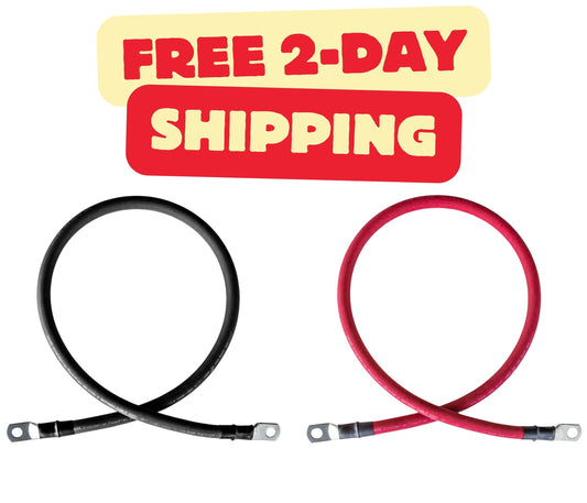 4/0 Gauge (AWG) Black and Red Pure Copper Battery Cable Wire with Lug Connector Ring Terminals