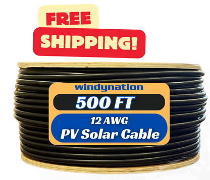 500 Foot Spool 12 Gauge 12 AWG Solar Panel Extension Cable Wire Black or Red Pure Copper