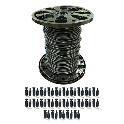 500 Foot Spool 10 Gauge 10 AWG Solar Panel Extension Cable Wire Black or Red Pure Copper