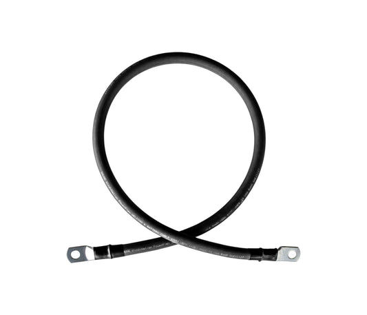 2 Gauge (AWG) Single Black Pure Copper Battery Cable Wire with Lug Connector Ring Terminals