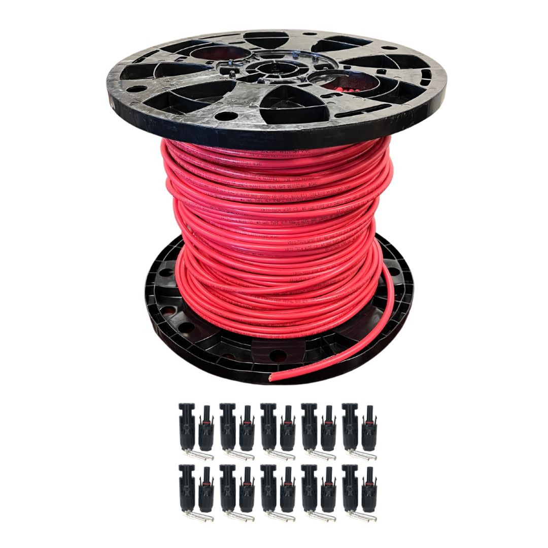 500 Foot Spool 8 Gauge 8 AWG Solar Panel Extension Cable Wire Black or Red Pure Copper
