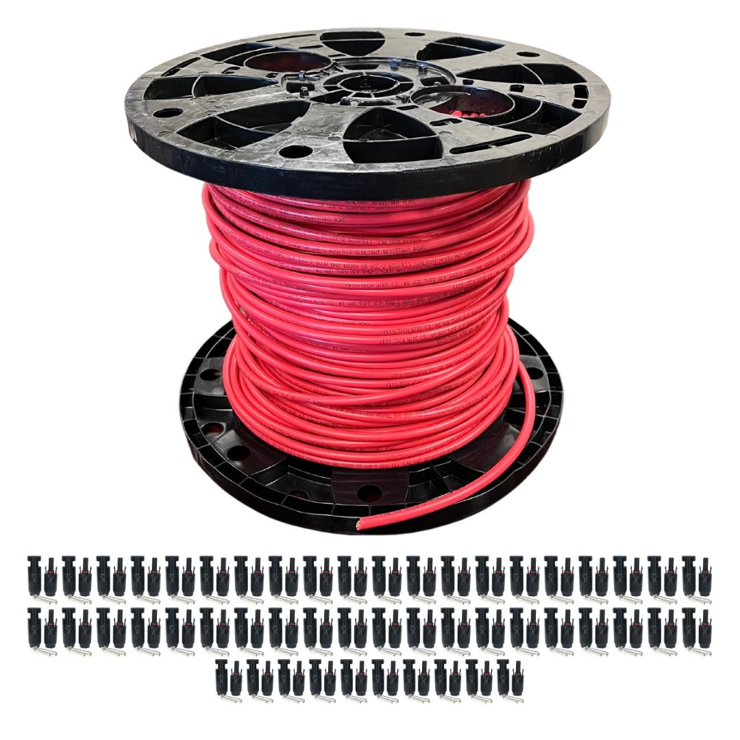 500 Foot Spool 10 Gauge 10 AWG Solar Panel Extension Cable Wire Black or Red Pure Copper