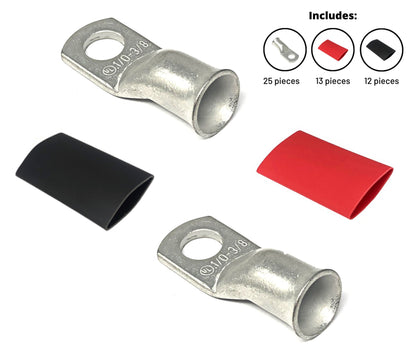1/0 gauge tin coated cable lugs with heat shrink
