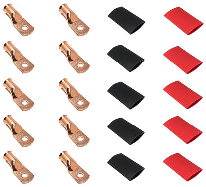 2/0 gauge pure copper cable lugs with heat shrink