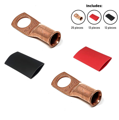 4 gauge pure copper cable lugs with heat shrink