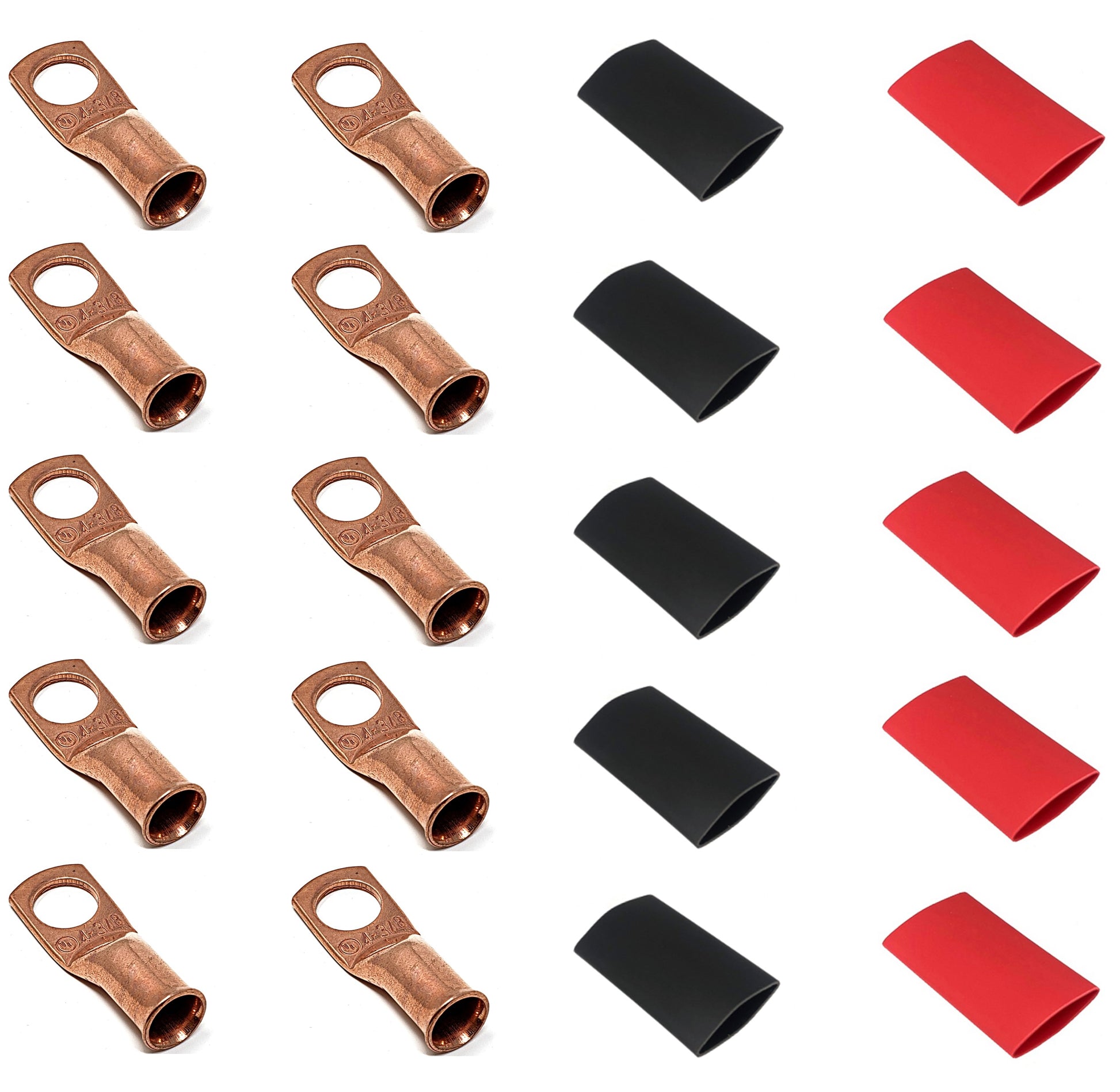 4 gauge pure copper cable lugs with heat shrink