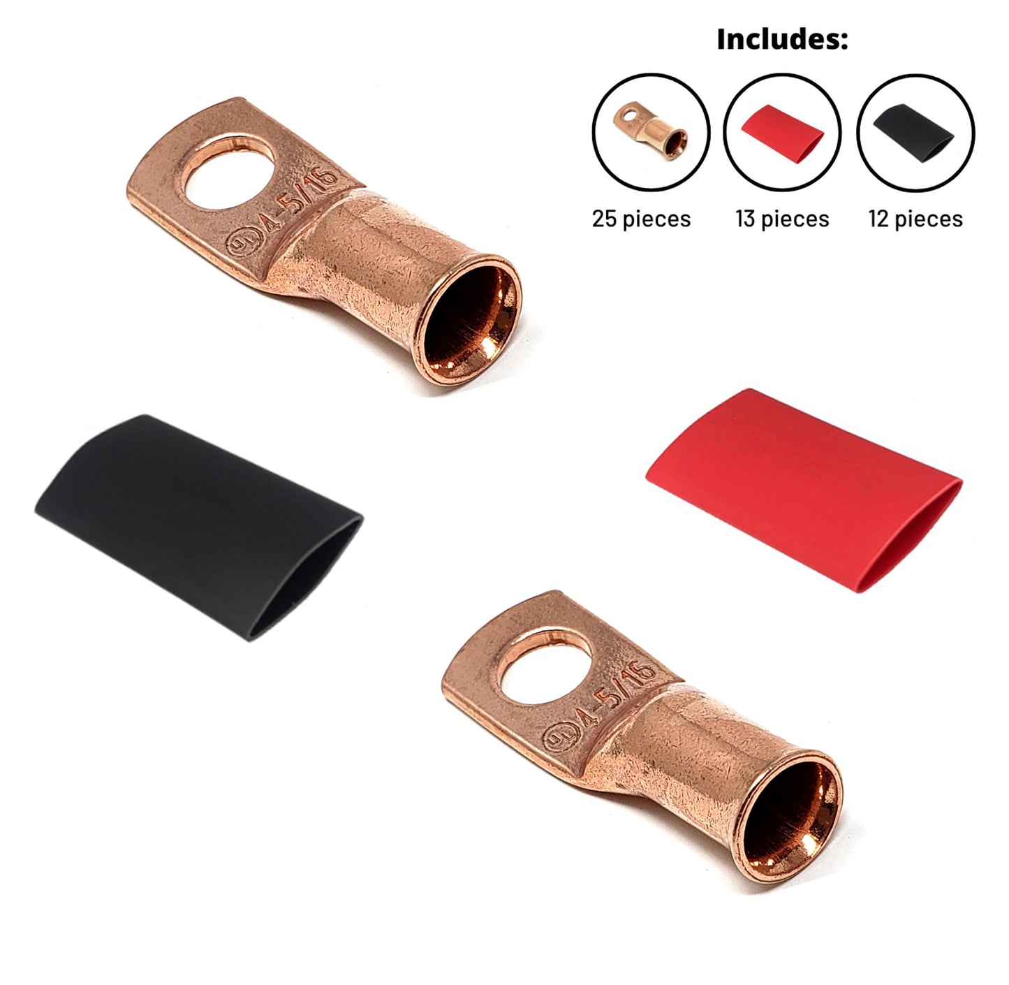 4 gauge pure copper cable lugs with heat shrink