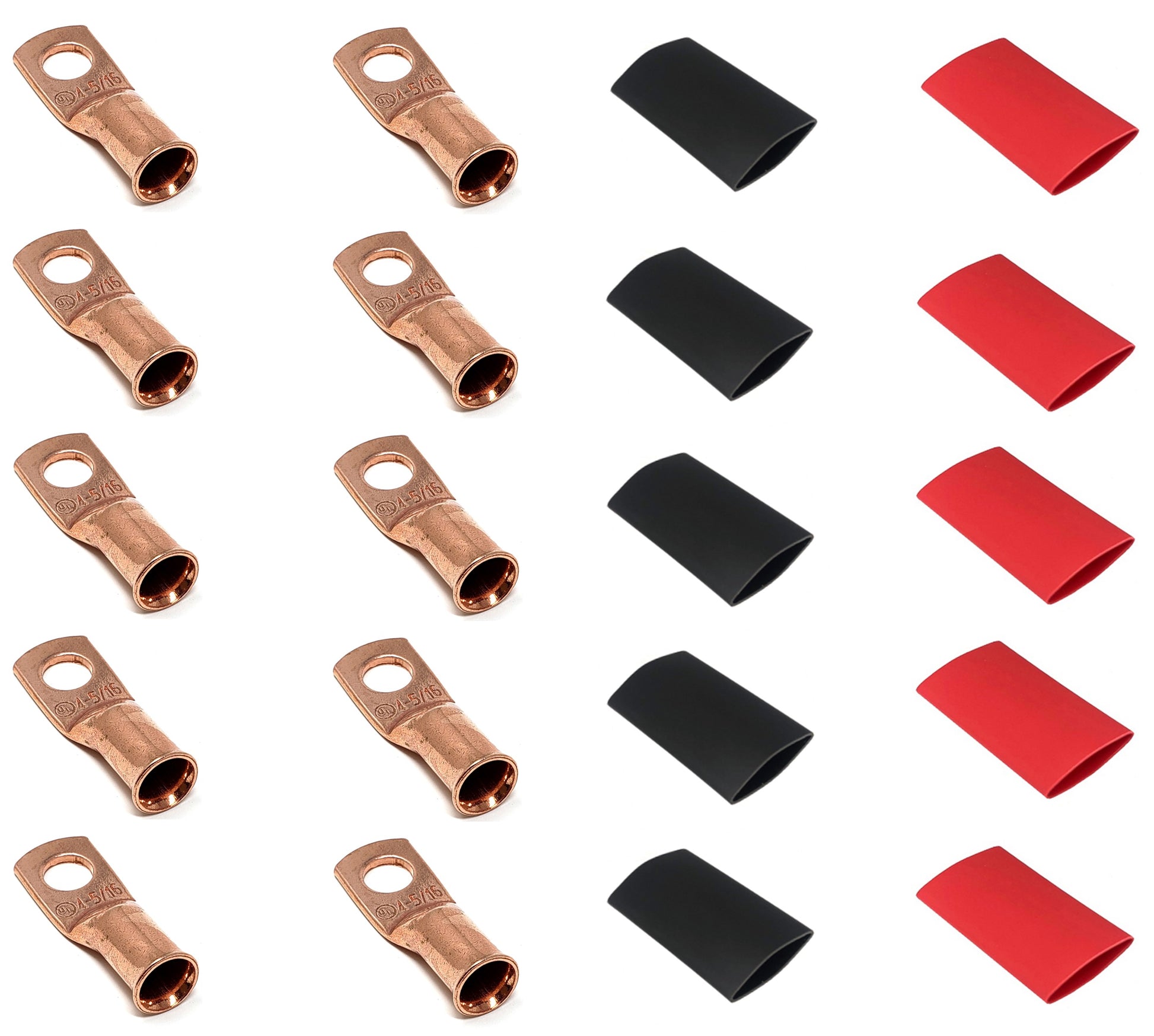 4 gauge pure copper cable lugs with heat shrink