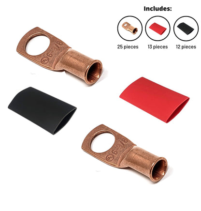 6 gauge pure copper lugs with heat shrink