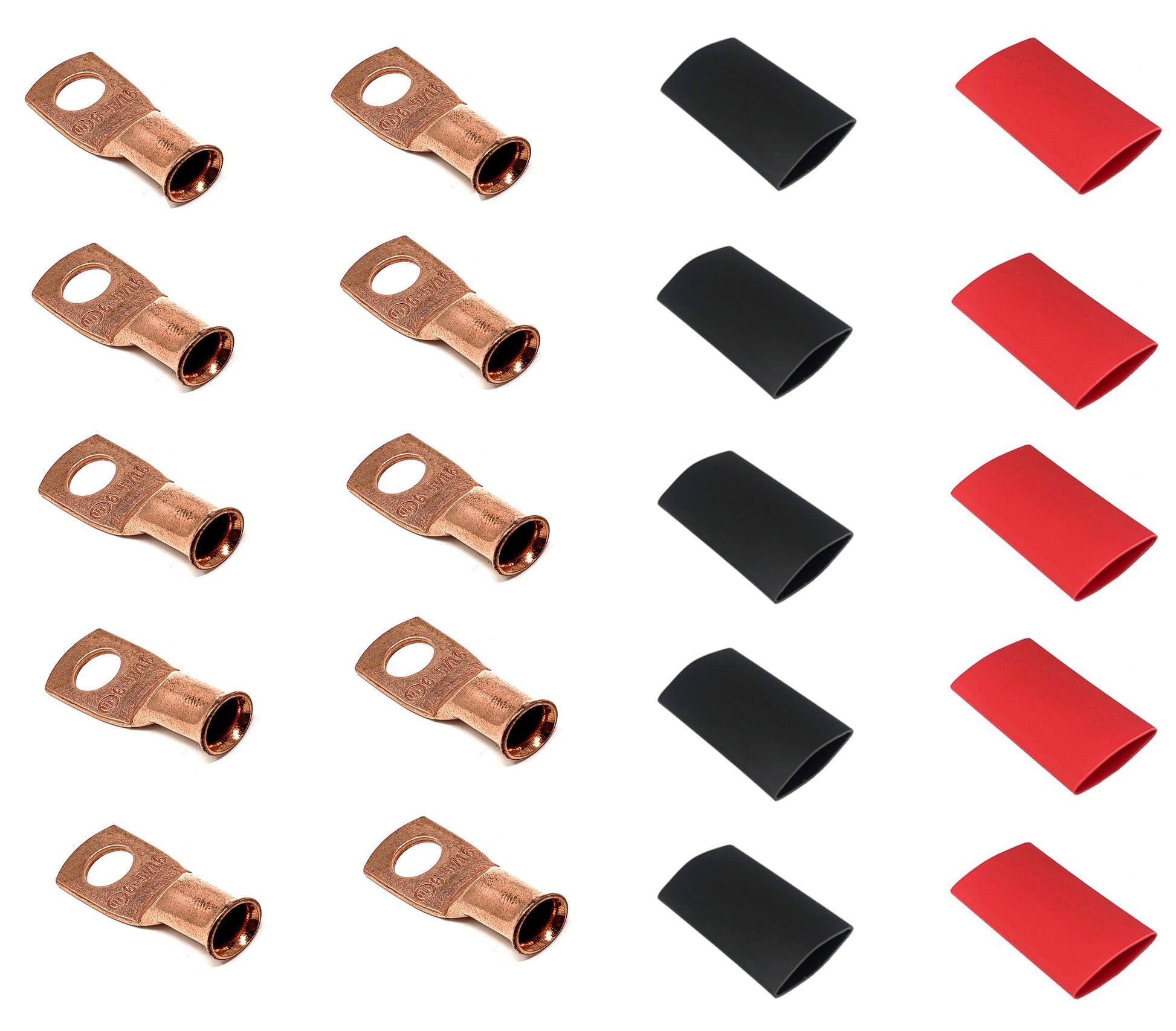 6 gauge pure copper cable  lugs with heat shrink