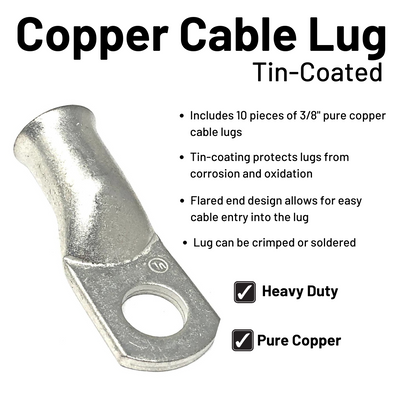 tin coated pure copper cable lug specifications