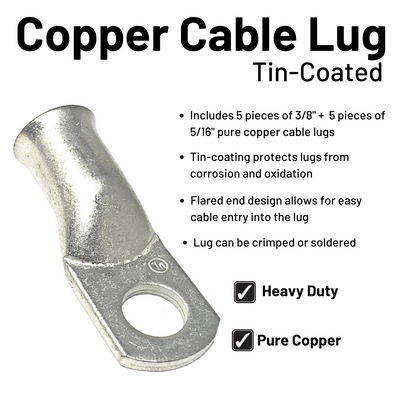 tin coated pure copper cable lug specifications