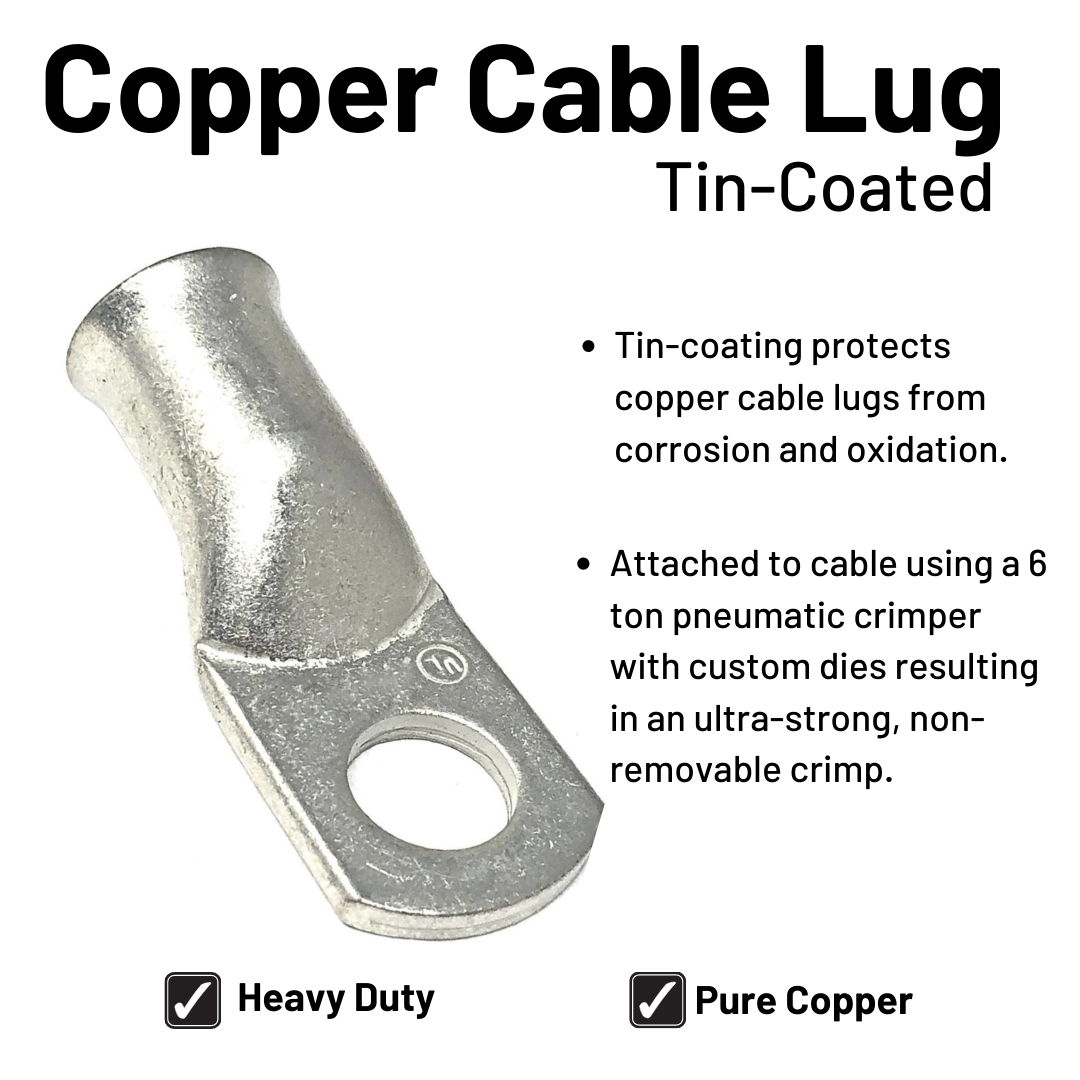 Cal 4 4/0 Gauge (AWG) Black and Red Pure Copper Battery Cable Wire with Lug ...