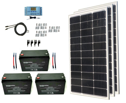 300-Watt Monocrystalline Solar Panel Kits with P30L LCD Solar Charge Controller