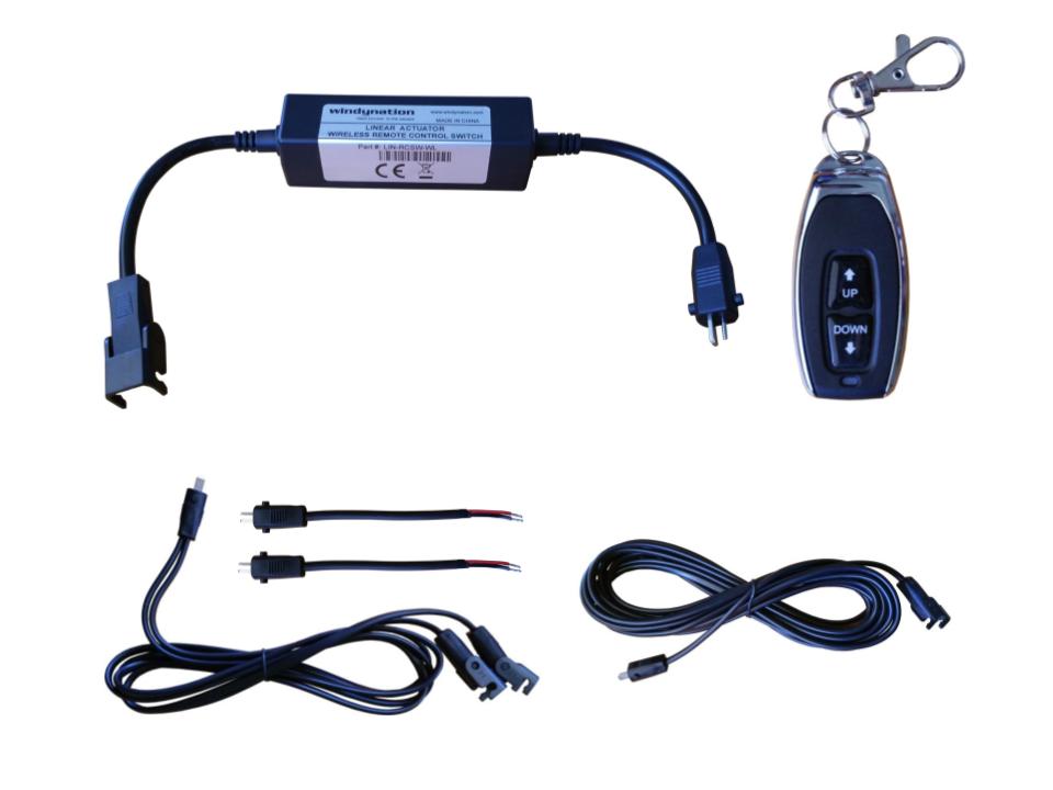 Linear Actuator or DC Motor Power Supply + DPDT Wireless Remote Control Up Down Switch + Wiring