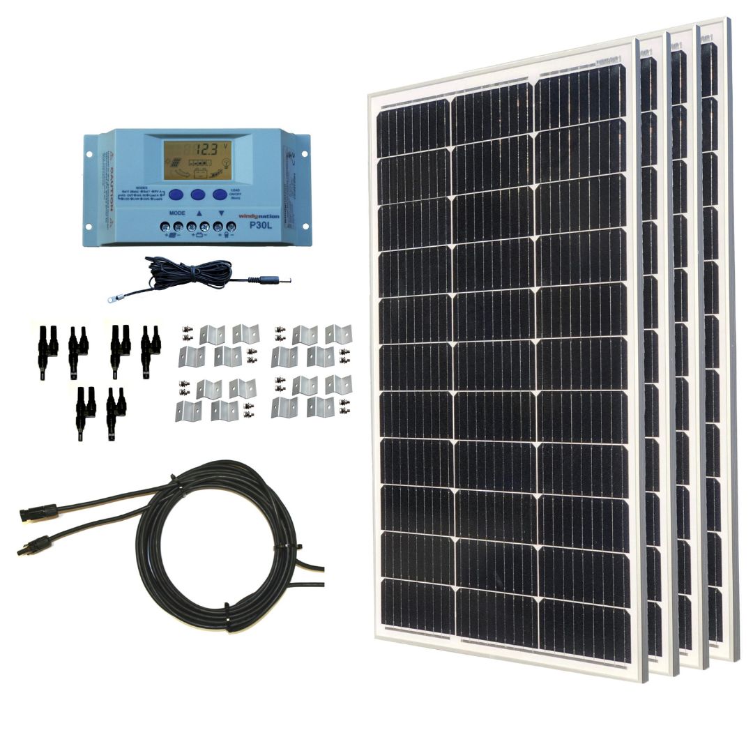 400-Watt Monocrystalline Solar Panel Kits with P30L LCD Solar Charge Controller