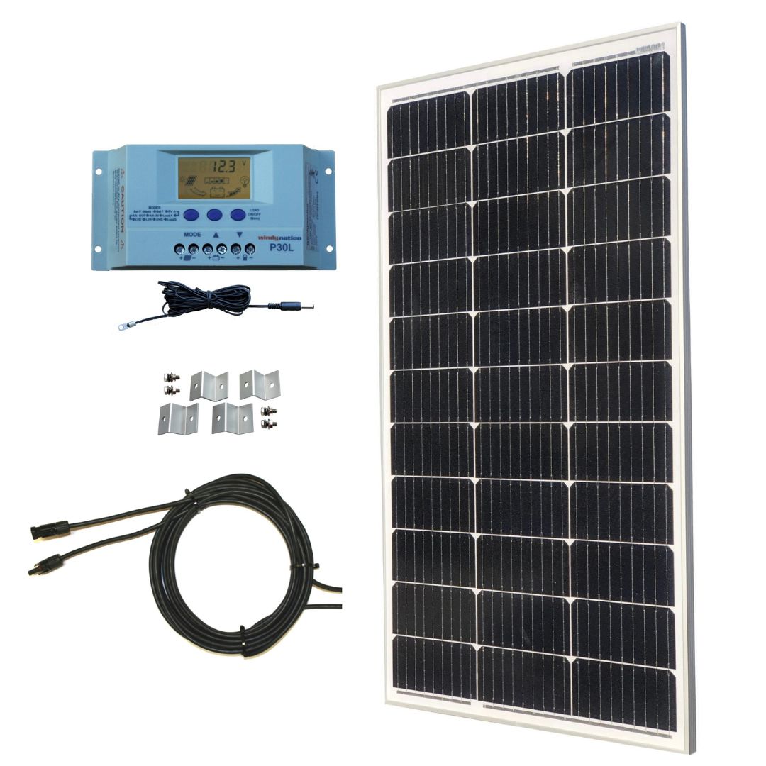 100-Watt Monocrystalline Solar Panel Kits with P30L LCD Solar Charge Controller