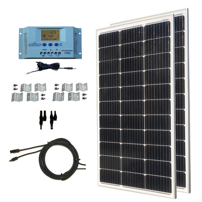 200-Watt Monocrystalline Solar Panel Kits with P30L LCD Solar Charge Controller