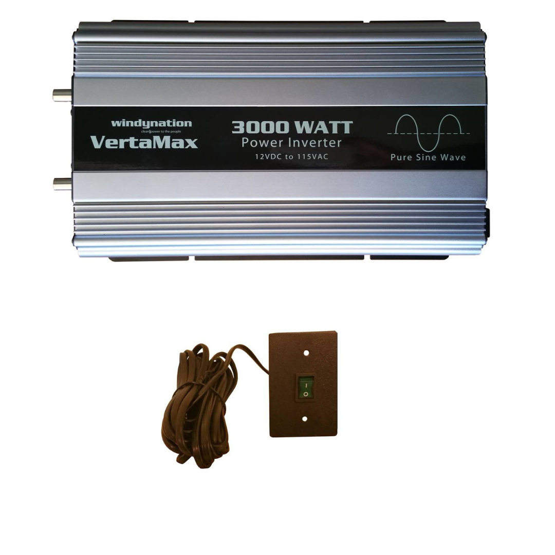 WindyNation VertaMax Pure SINE Wave 1500 Watt (3000 W Surge) 12 V Power Inverter DC to AC Power WindyNation VertaMax Pure SINE Wave 1500 Watt (3000 W Surge) 12 V Power Inverter DC to AC Power