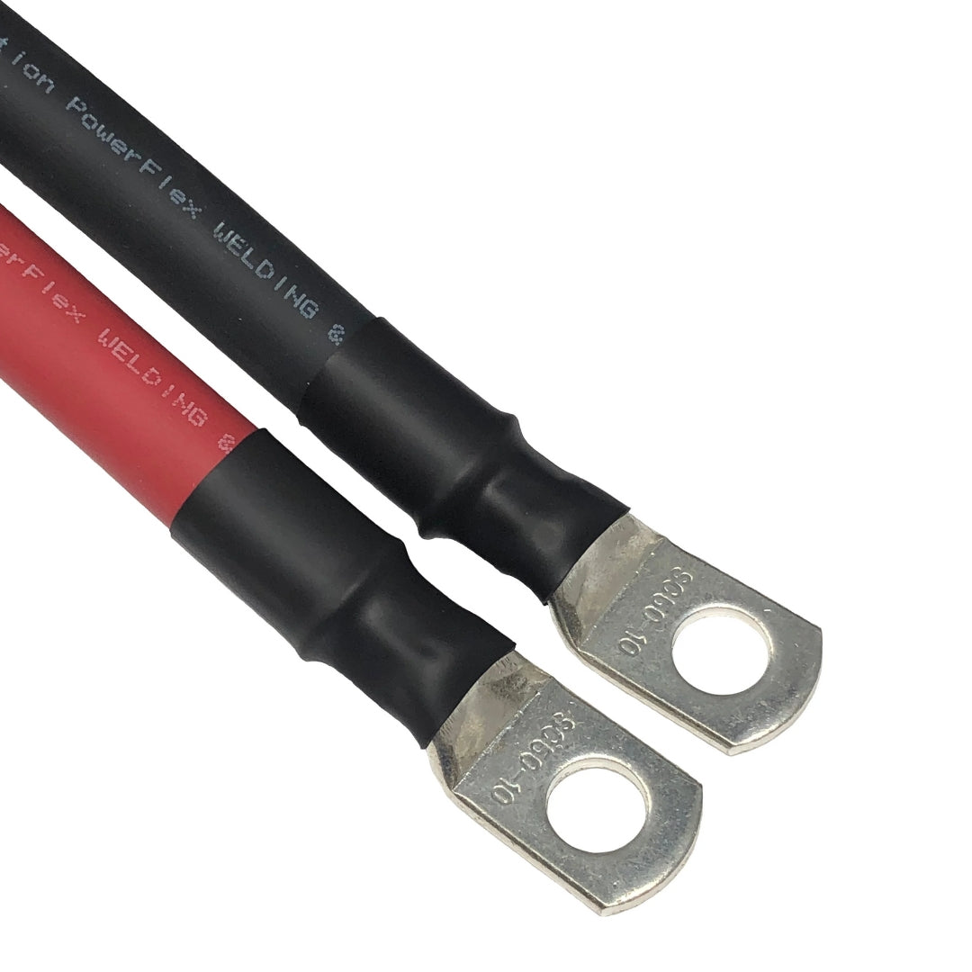 2/0 Gauge (AWG) Single Black Pure Copper Battery Cable Wire with Lug Connector Ring Terminals