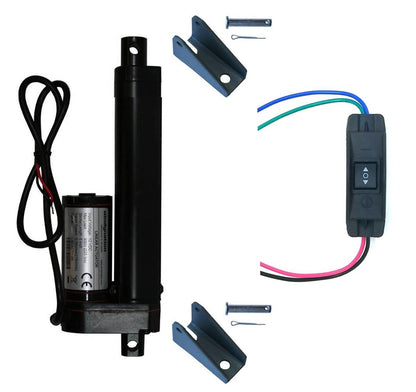 Linear Actuator 12-Volt 225lbs with Mounting Brackets + Up Down DPDT Switch