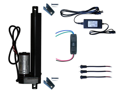 Linear Actuator 12-Volt 225lbs with Power Supply and Mounting Brackets + Up Down DPDT Switch