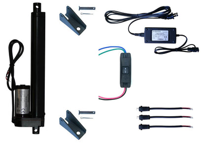 Linear Actuator 12-Volt 225lbs with Power Supply and Mounting Brackets + Up Down DPDT Switch