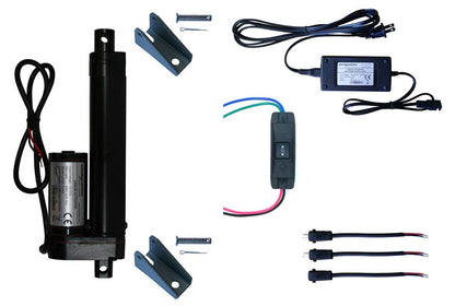 Linear Actuator 12-Volt 225lbs with Power Supply and Mounting Brackets + Up Down DPDT Switch