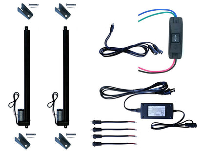 Linear Actuator 12-Volt 225lbs with Power Supply and Mounting Brackets + Up Down DPDT Switch