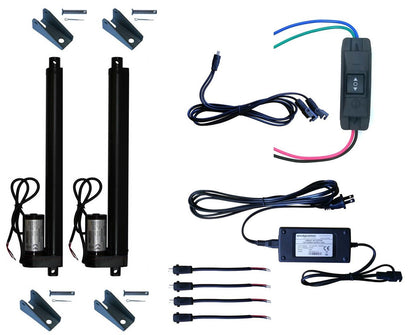 Linear Actuator 12-Volt 225lbs with Power Supply and Mounting Brackets + Up Down DPDT Switch