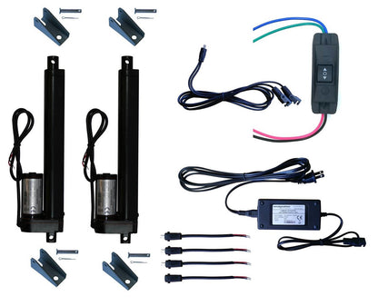 Linear Actuator 12-Volt 225lbs with Power Supply and Mounting Brackets + Up Down DPDT Switch