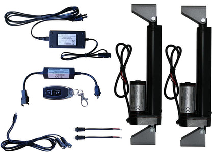 Linear Actuators 12-Volt 225lbs with Mounting Brackets + AC to 12 VDC Power Supply + Wireless Remote Control DPDT Switch