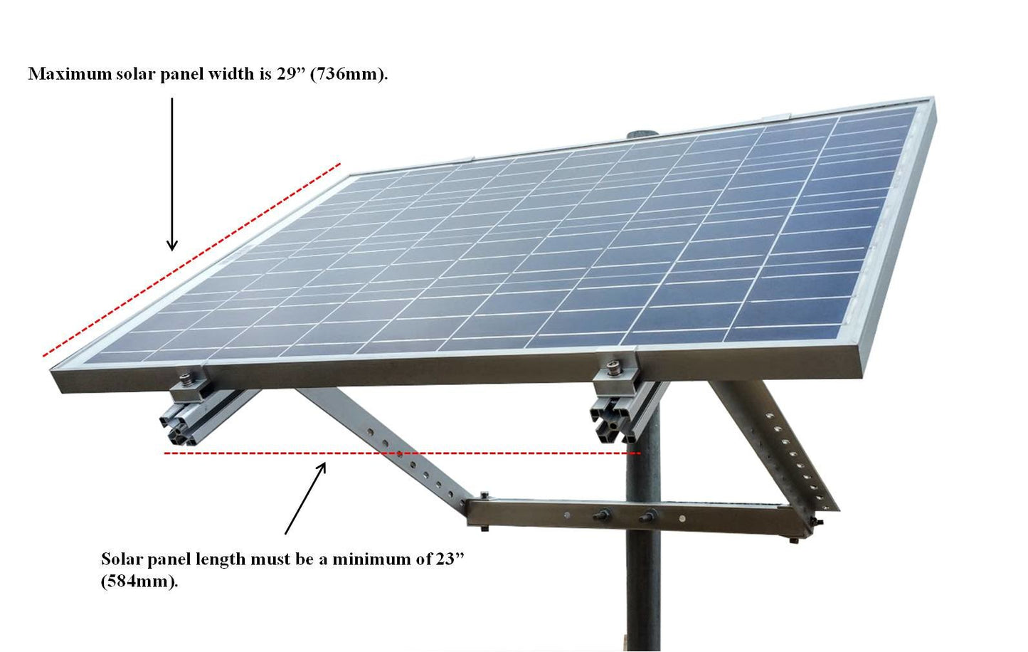 Side of Pole Solar Panel Mount Rack for 30W to 120W Solar Panels